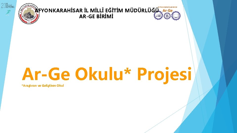 AFYONKARAHİSAR İL MİLLÎ EĞİTİM MÜDÜRLÜĞÜ AR-GE BİRİMİ Ar-Ge Okulu* Projesi *Araştıran ve Geliştiren Okul