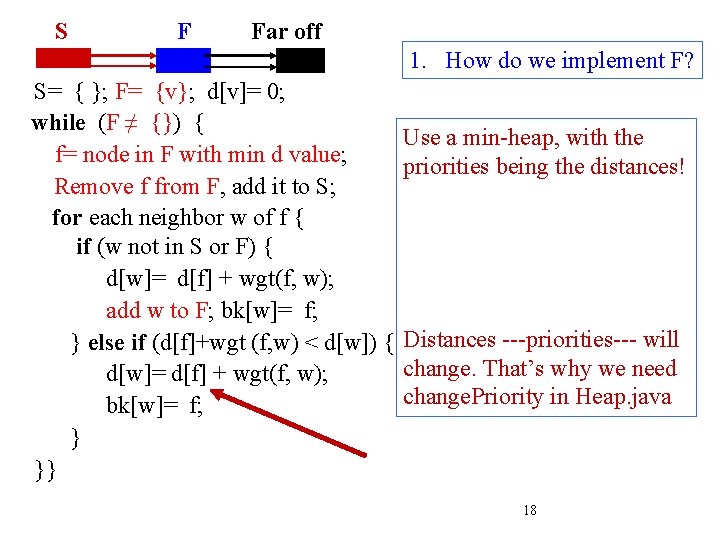 S F Far off 1. How do we implement F? S= { }; F=