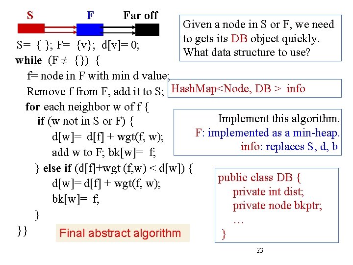 S F Far off Given a node in S or F, we need to