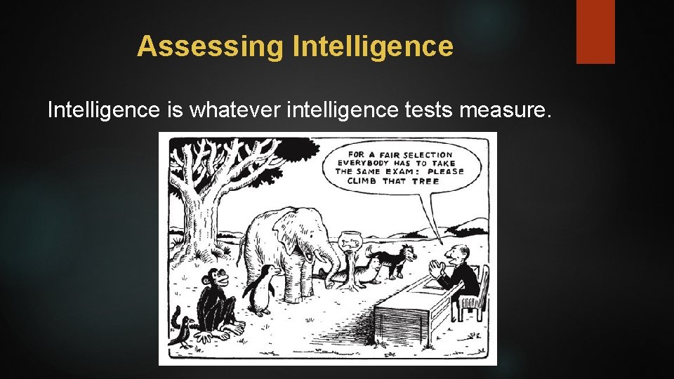 Assessing Intelligence is whatever intelligence tests measure. 