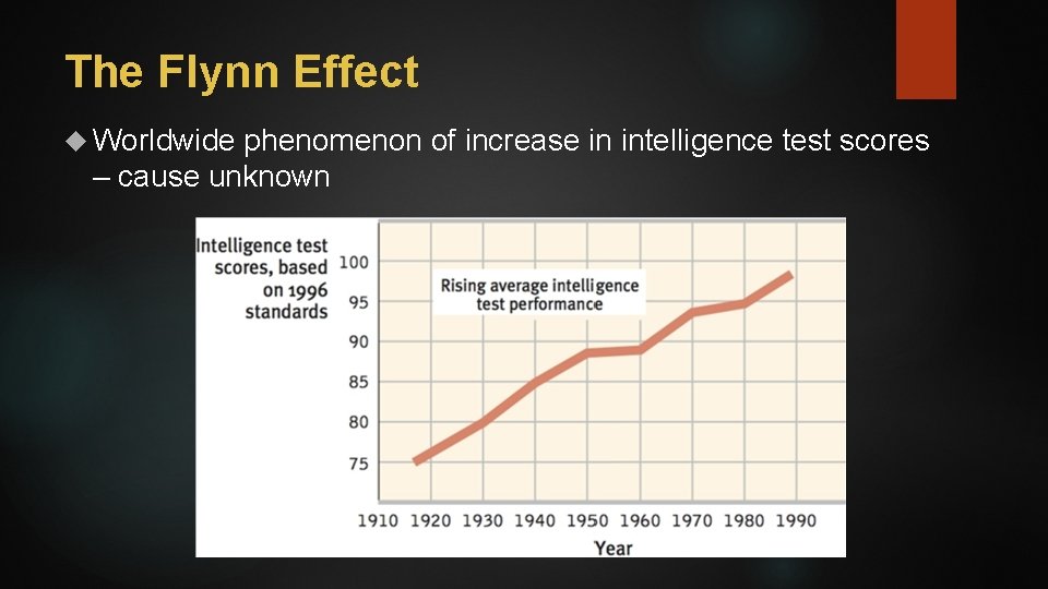 The Flynn Effect Worldwide phenomenon of increase in intelligence test scores – cause unknown