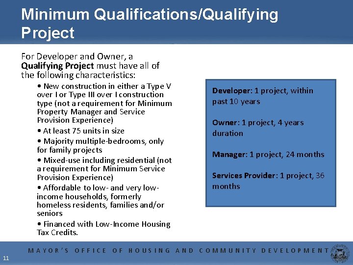 Mayors Office of Housing and Community Development PreApplication