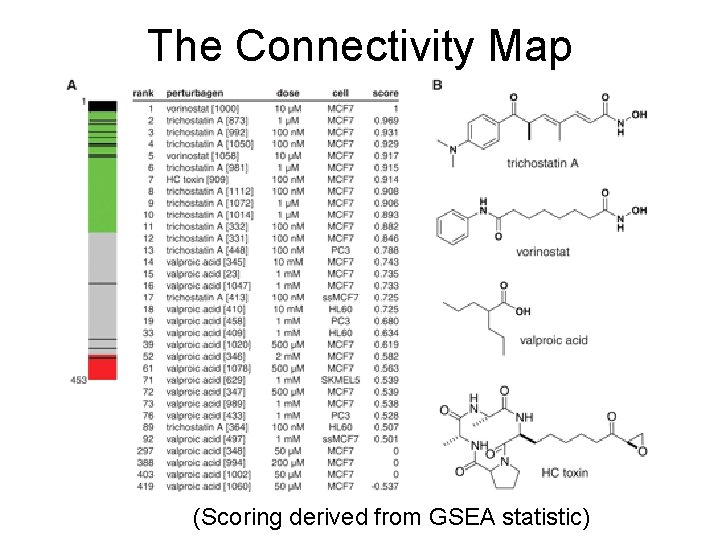 The Connectivity Map (Scoring derived from GSEA statistic) 