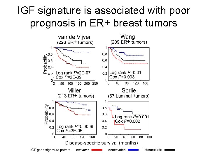 IGF signature is associated with poor prognosis in ER+ breast tumors 