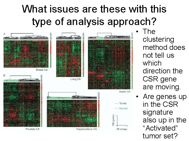 What issues are these with this type of analysis approach? • The clustering method