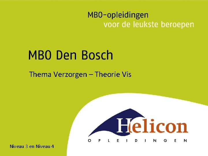 Thema Verzorgen – Theorie Vis Niveau 3 en Niveau 4 