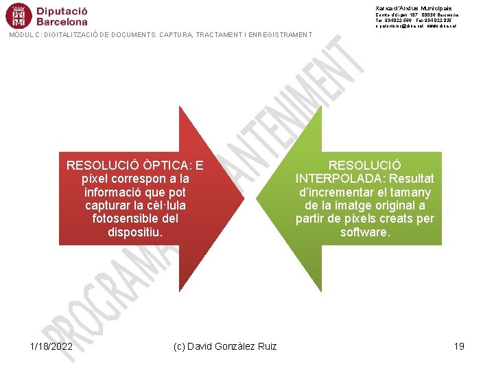 Xarxa d’Arxius Municipals Comte d’Urgell, 187 · 08036 Barcelona Tel. 934 022 566 · Xarxa d’Arxius Municipals Comte d’Urgell, 187 · 08036 Barcelona Tel. 934 022 566 ·