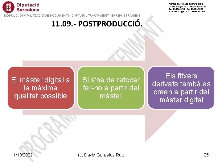 Xarxa d’Arxius Municipals Comte d’Urgell, 187 · 08036 Barcelona Tel. 934 022 566 · Xarxa d’Arxius Municipals Comte d’Urgell, 187 · 08036 Barcelona Tel. 934 022 566 ·