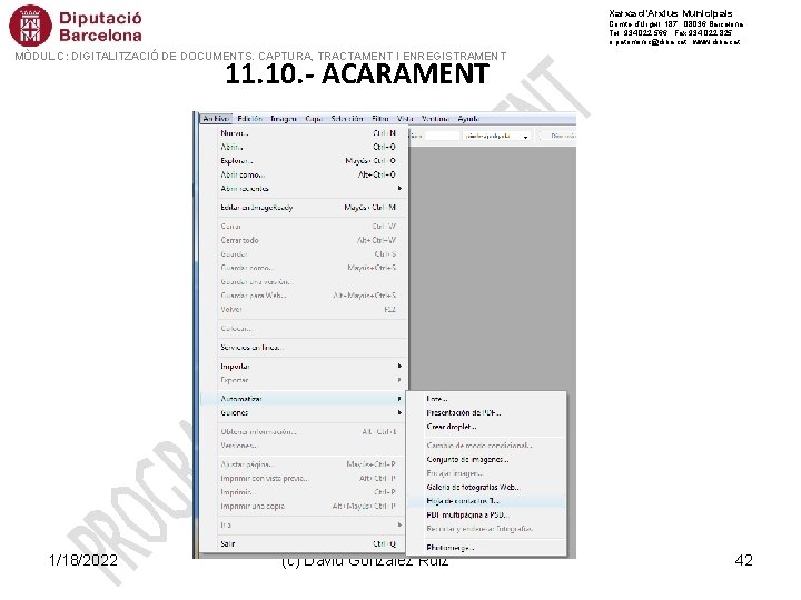 Xarxa d’Arxius Municipals Comte d’Urgell, 187 · 08036 Barcelona Tel. 934 022 566 · Xarxa d’Arxius Municipals Comte d’Urgell, 187 · 08036 Barcelona Tel. 934 022 566 ·