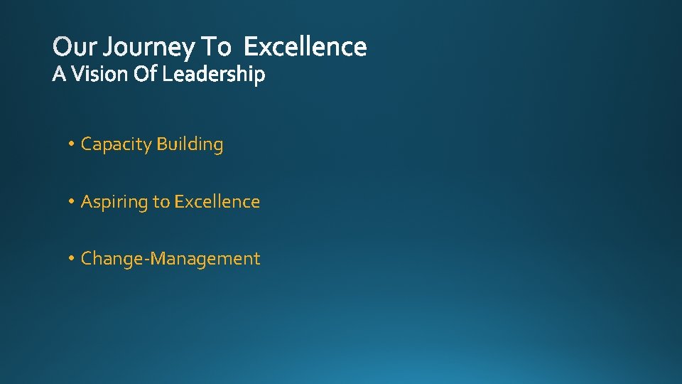  • Capacity Building • Aspiring to Excellence • Change-Management 