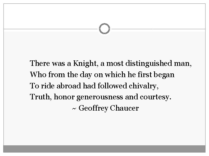 There was a Knight, a most distinguished man, Who from the day on which