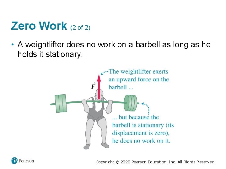 Zero Work (2 of 2) • A weightlifter does no work on a barbell