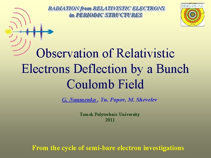Observation of Relativistic Electrons Deflection by a Bunch Coulomb Field G. Naumenko , Yu.