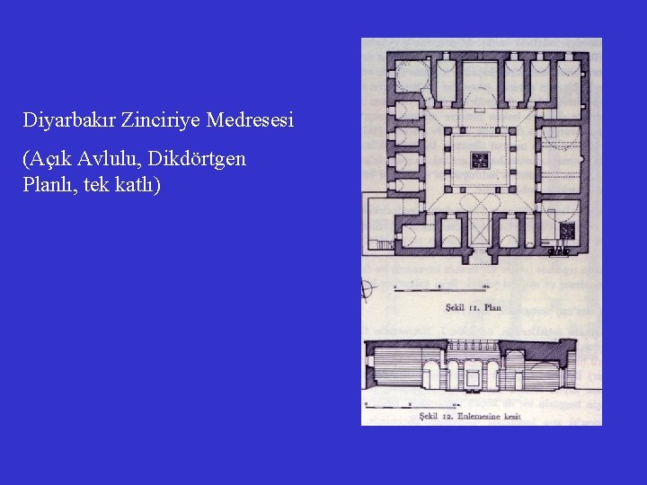 Diyarbakır Zinciriye Medresesi (Açık Avlulu, Dikdörtgen Planlı, tek katlı) 