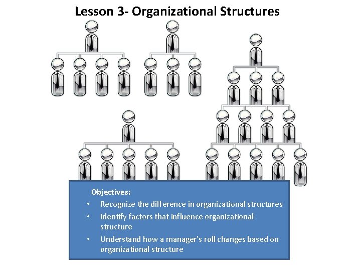 Lesson 3 - Organizational Structures Objectives: • Recognize the difference in organizational structures •