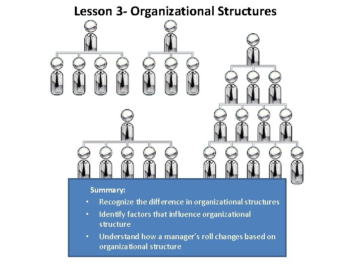 Lesson 3 - Organizational Structures Summary: • Recognize the difference in organizational structures •