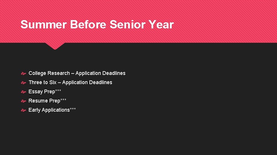 Summer Before Senior Year College Research – Application Deadlines Three to Six – Application