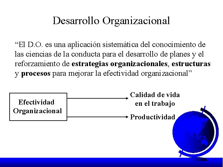 Desarrollo Organizacional El D O es una aplicacin