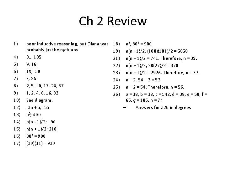 Ch 2 Review 1) 4) 5) 6) 7) 8) 9) 10) 12) 13) 14)