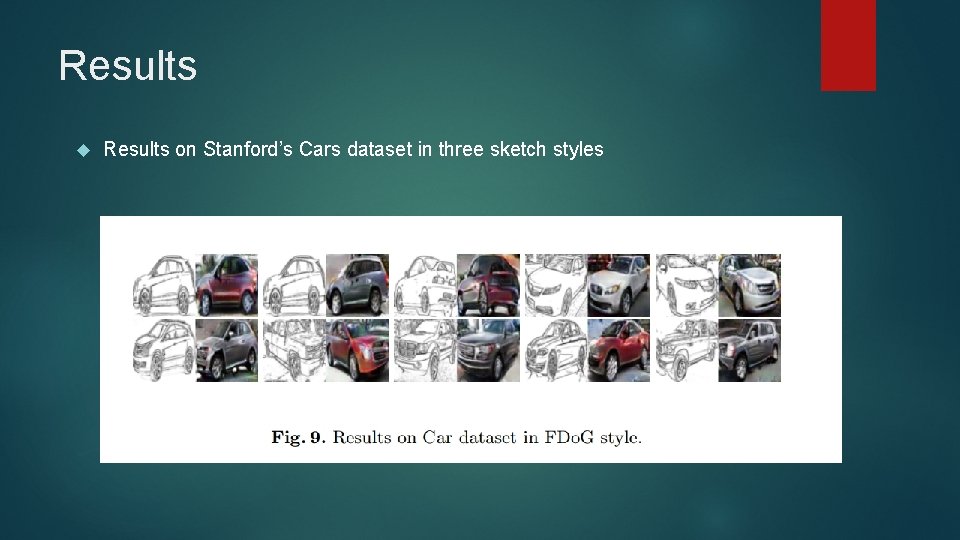 Results on Stanford’s Cars dataset in three sketch styles 
