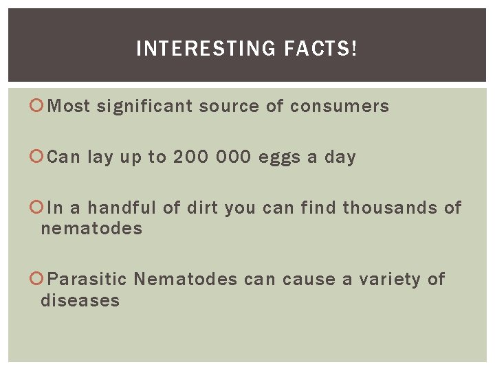 INTERESTING FACTS! Most significant source of consumers Can lay up to 200 000 eggs