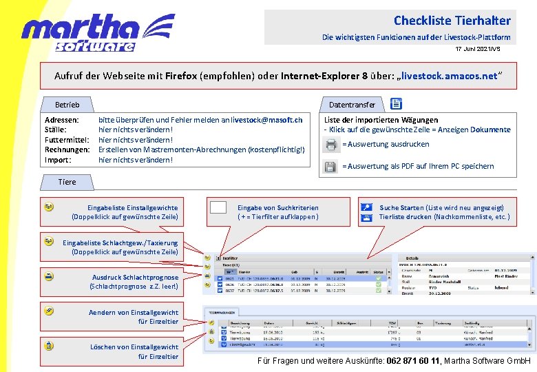 Checkliste Tierhalter Die wichtigsten Funktionen auf der Livestock-Plattform 17 Juni 2021/VS Aufruf der Webseite