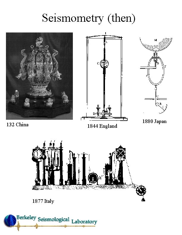 Seismometry (then) 132 China 1844 England 1877 Italy 1880 Japan 