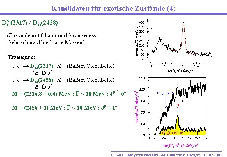 Kandidaten für exotische Zustände (4) * (2317) / D (2458) Ds. J (Zustände mit