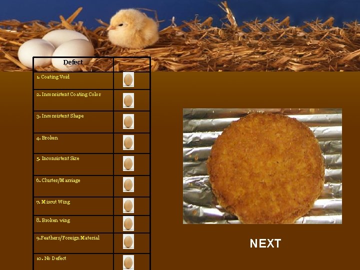 Defect 1. Coating Void 2. Inconsistent Coating Color 3. Inconsistent Shape 4. Broken 5.