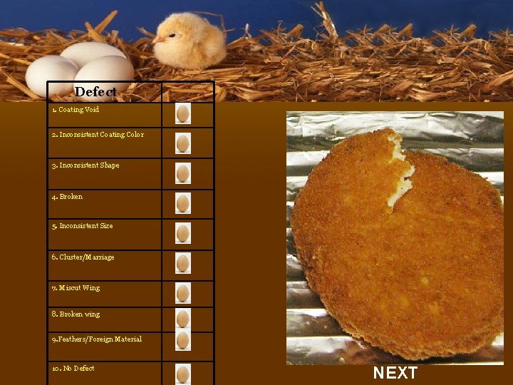 Defect 1. Coating Void 2. Inconsistent Coating Color 3. Inconsistent Shape 4. Broken 5.