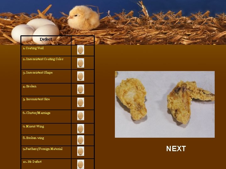 Defect 1. Coating Void 2. Inconsistent Coating Color 3. Inconsistent Shape 4. Broken 5.