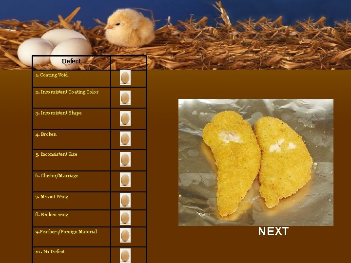 Defect 1. Coating Void 2. Inconsistent Coating Color 3. Inconsistent Shape 4. Broken 5.