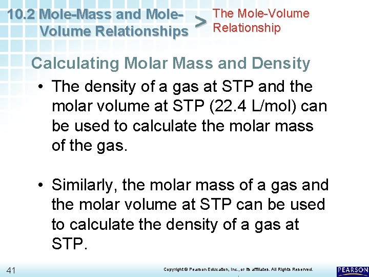 10. 2 Mole-Mass and Mole. Volume Relationships > The Mole-Volume Relationship Calculating Molar Mass