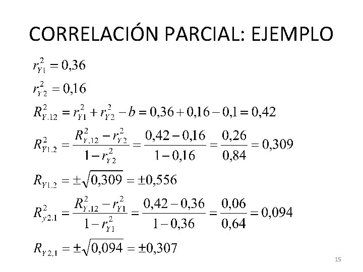 CORRELACIÓN PARCIAL: EJEMPLO 15 