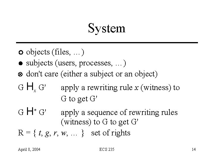 Overview Safety Question Hru Model Takegrant Protection Model