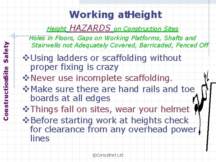 Construction. Site Safety Working at. Height HAZARDS on Construction Sites Holes in Floors, Gaps