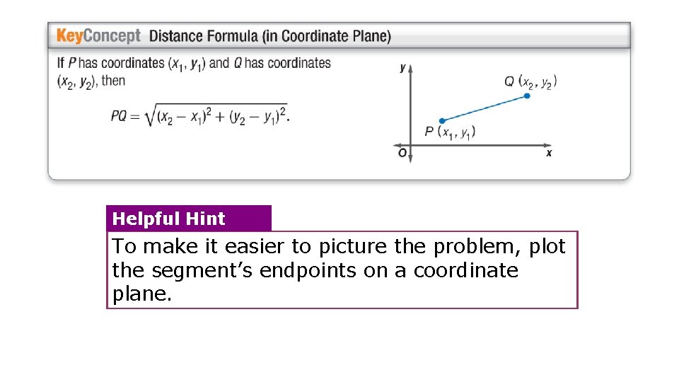 Helpful Hint To make it easier to picture the problem, plot the segment’s endpoints