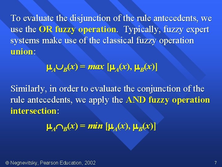 Lecture 5 Fuzzy expert systems Fuzzy inference n