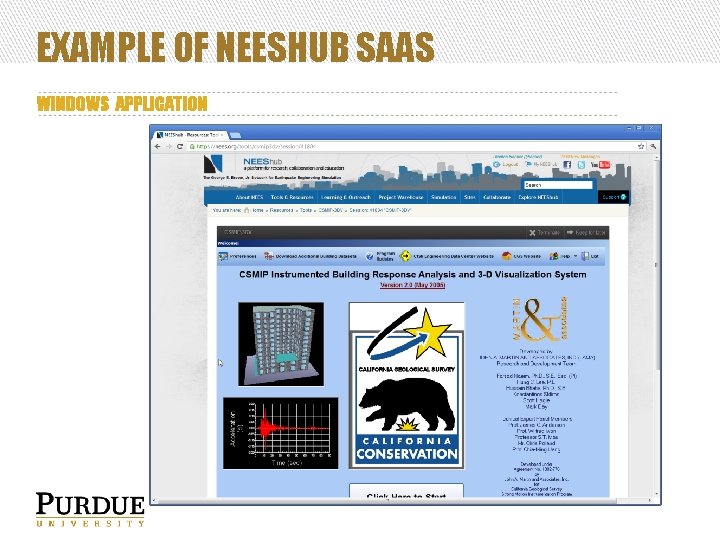 EXAMPLE OF NEESHUB SAAS WINDOWS APPLICATION 