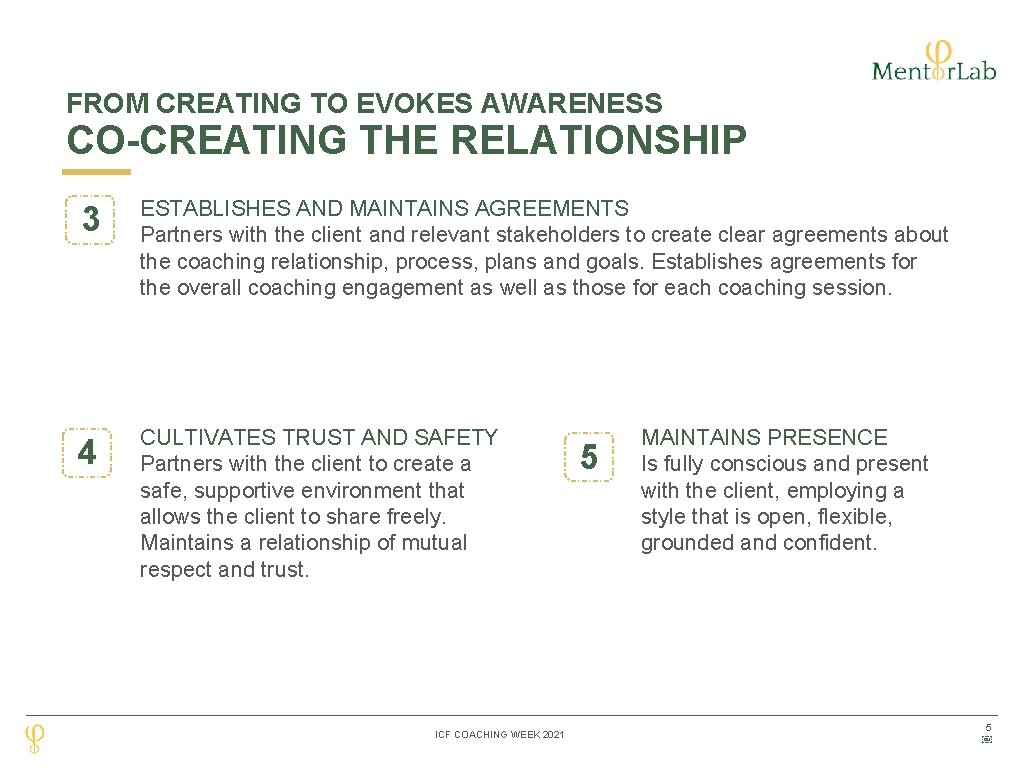 FROM CREATING TO EVOKES AWARENESS CO-CREATING THE RELATIONSHIP 3 ESTABLISHES AND MAINTAINS AGREEMENTS Partners