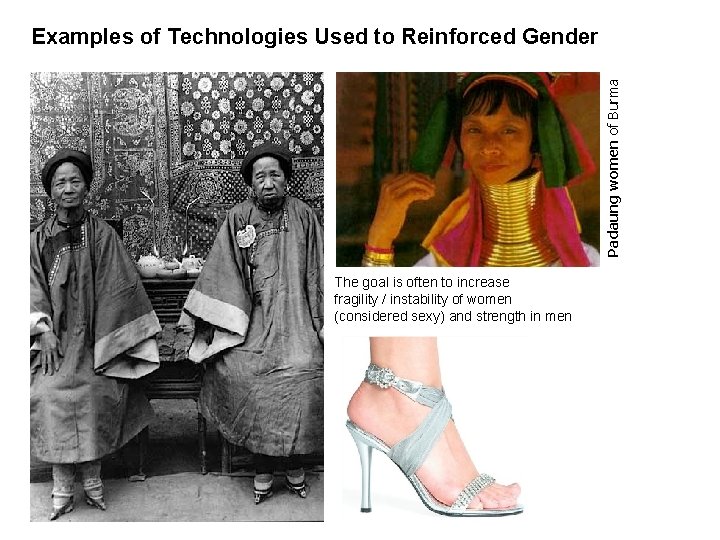 Padaung women of Burma Examples of Technologies Used to Reinforced Gender • The goal