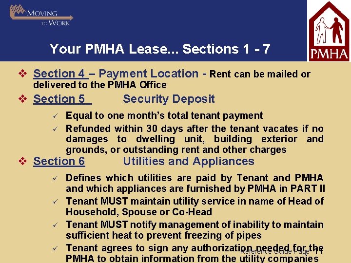 Your PMHA Lease. . . Sections 1 - 7 v Section 4 – Payment
