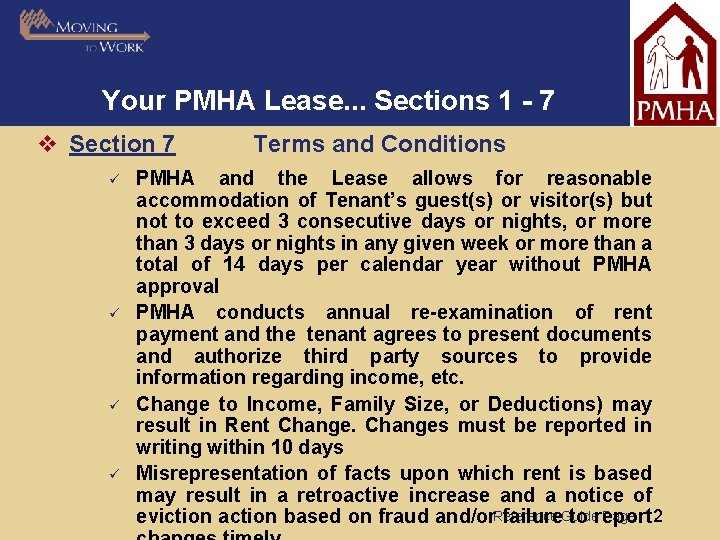 Your PMHA Lease. . . Sections 1 - 7 v Section 7 ü ü