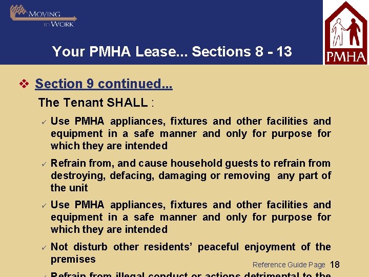 Your PMHA Lease. . . Sections 8 - 13 v Section 9 continued. .