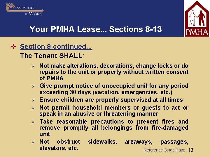 Your PMHA Lease. . . Sections 8 -13 v Section 9 continued. . .