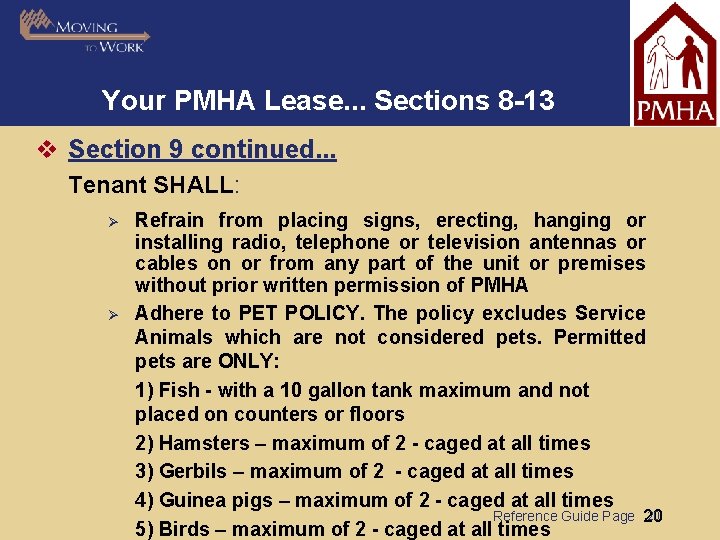 Your PMHA Lease. . . Sections 8 -13 v Section 9 continued. . .