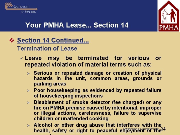Your PMHA Lease. . . Section 14 v Section 14 Continued. . . Termination