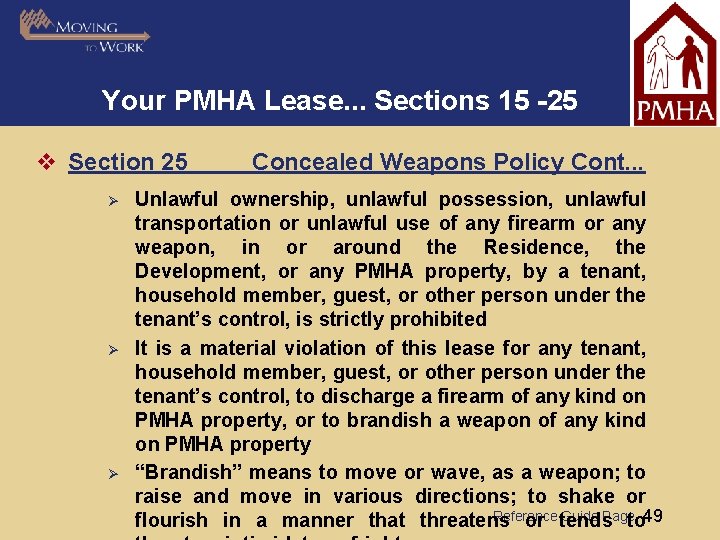 Your PMHA Lease. . . Sections 15 -25 v Section 25 Ø Ø Ø