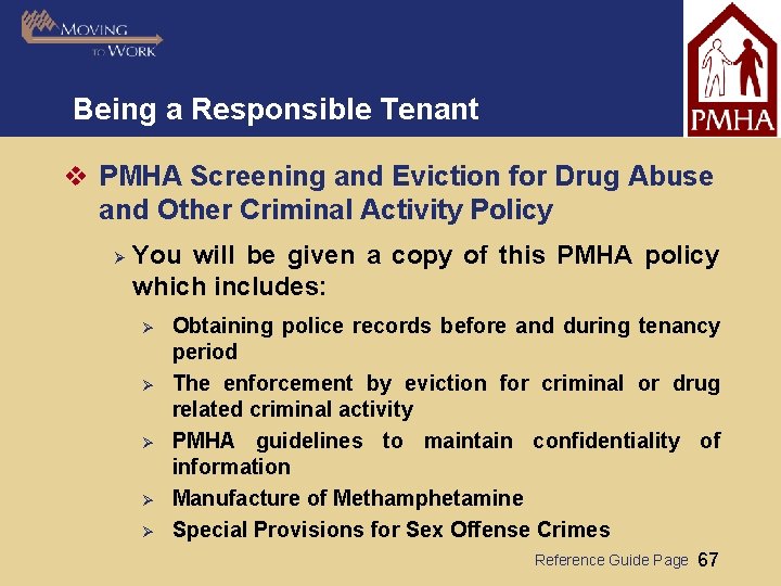 Being a Responsible Tenant v PMHA Screening and Eviction for Drug Abuse and Other