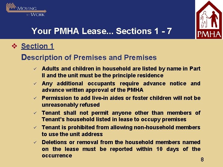 Your PMHA Lease. . . Sections 1 - 7 v Section 1 Description of